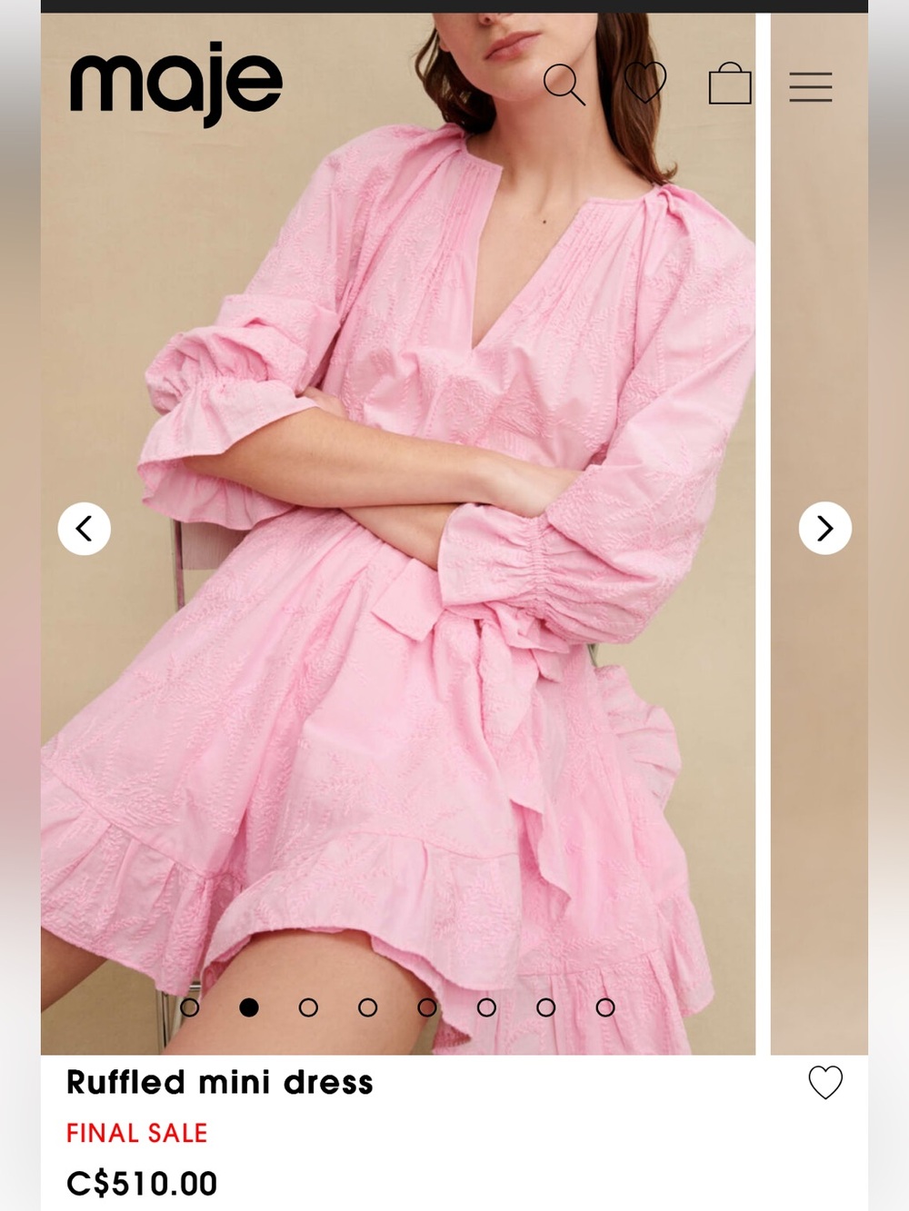 Maje Light Pink Ruffled Mini Dress - Picture 12 of 13